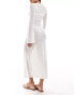 In The Style exclusive crochet ring detail flared sleeve maxi beach dress in white