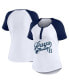 Women's White/Navy Tampa Bay Rays Fitted Henley Raglan T-Shirt