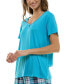 Women's Short-Sleeve Ribbed Henley Sleep Top