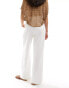 Hollister linen blend wide leg trouser in white