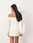 ASOS EDITION embellished shard sequin mini dress with oversized sleeves in white