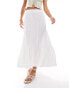 JDY Petite tiered pointelle maxi skirt in off white