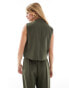 Pieces tailored waistcoat co-ord in khaki