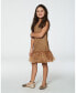 Little Girls Bi-Material Sleeveless Dress With Frill Golden Brown - Toddler|Child