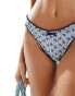 Motel veroly bow floral stripe high leg bikini bottom in blue