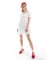 Reclaimed Vintage milkmaid mini dress with puff sleeve in white