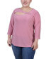 Plus Size 3/4 Sleeve Cutout Top