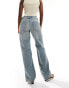 Mango low waist slim jeans in light blue