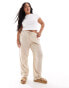 ONLY Curve cheesecloth wide leg trouser in beige