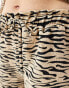 Noisy may high waisted ripple short co-ord in beige zebra