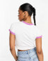 Levi's Ringer cropped t-shirt in white/purple with chest logo