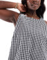 ASOS DESIGN Curve high neck swing mini linen sundress in mono gingham