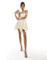 ASOS DESIGN structured bandeau mini dress with full skirt in ivory