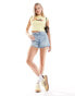 Bershka baby tee with vintage flower graphic in yellow