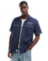 Hollister bowling shirt with backprint in navy