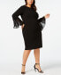 Plus Size Illusion Bell-Sleeve Dress