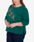 Plus Size Classic Birds With Hats Detailed Crew Neck Top