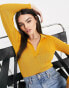 NA-KD knitted long sleeve polo top in mustard