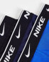 Nike 3 pack cotton stretch trunks in black/navy/blue