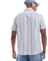 Hollister short sleeve seersucker stripe shirt in navy/white