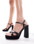 River Island cross strap platform heel in black