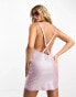 Threadbare cross back mini dress in pink glitter