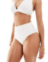 Peek & Beau Fuller Bust scallop high-waist bikini bottom in white crinkle