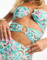 Miss Selfirdge retro print ring detail bandeau swimsuit