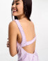 ASOS DESIGN embellished mini dress with cross detail drip beading in lilac