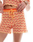 Noisy May high waisted knitted short co-ord in orange wave