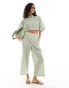 ASOS DESIGN broderie culotte in sage co-ord