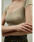 Women's Sweetheart Neck Ribbed Silk Knit Top for Women