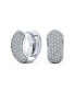 Holiday 5 Five Row Dome Cubic Zirconia Pave CZ Wide Huggie Hoop Earrings For Women Prom Formal Party Hinge Style