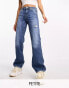 River Island Petite high waist straight leg jeans in mid blue wash