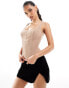 Aria Cove mesh boned corset top in mocha