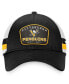 Men's Black, White Pittsburgh Penguins Fundamental Striped Trucker Adjustable Hat