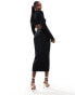 Simmi knitted midi jumper dress with cut out detail in black