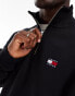 Tommy Jeans badge logo 1/4 zip sweatshirt in black