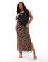 New Look Curve mesh midi skirt in leopard