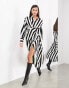 ASOS EDITION satin long sleeve shirt dress in monochrome stripe