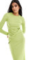 Vero Moda long sleeved ribbed jersey maxi dress in green