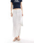 ASOS DESIGN broderie column skirt with tie detail in white