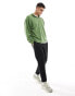 ASOS DEIGN oversized half zip sweatshirt in green with multicolour stripe