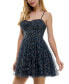 Juniors' Bustier Fit & Flare Glitter Tulle Dress