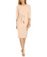 Women's Tie-Front 3/4-Sleeve Crepe Knit Dress