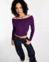 Daisy Street off shoulder fitted jumper in purple knit