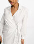 Miss Selfridge poplin wrap shirt dress in white