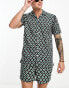 Only & Sons co-ord revere collar shirt in navy geo print