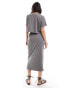 Threadbare jersey crop top & midi skirt set in charcoal