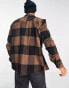 Only & Sons check overshirt with chest pockets in brown